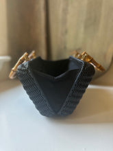 Load image into Gallery viewer, Navy Wicker and Bamboo Purse
