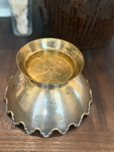 Load image into Gallery viewer, Vintage Scalloped Brass Pedestal Bowl
