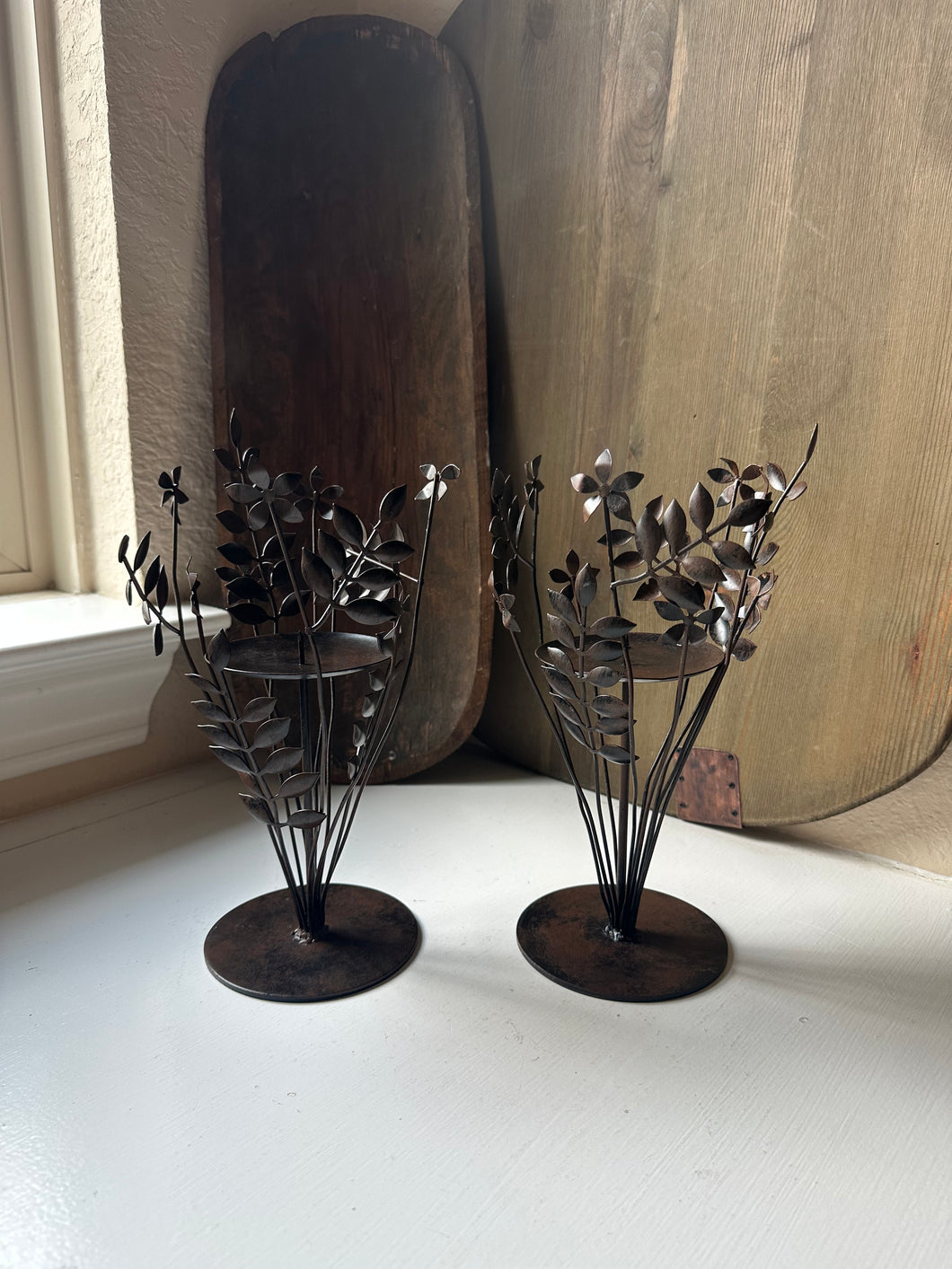 Leaf Wrapped Candle Holder Pair