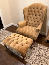 Load image into Gallery viewer, Vintage Tufted Wingback Chair &amp; Ottoman
