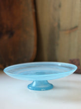 Load image into Gallery viewer, Blown Glass Blue Swirl Pedestal Dish
