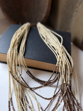 Load image into Gallery viewer, Long Cream &amp; Brass Beaded Necklace
