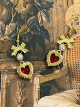 Load image into Gallery viewer, Red Heart w/Bow Earrings
