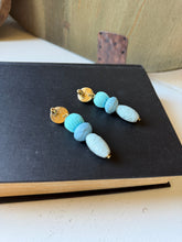 Load image into Gallery viewer, J. Crew Blue Raffia Boho Earrings
