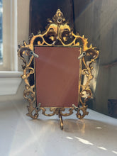 Load image into Gallery viewer, Antique Rococo Style Brass Table Mirror
