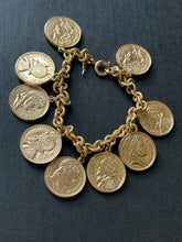 Load image into Gallery viewer, Vintage Crown Trifari Gold Plated Coin Bracelet
