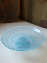 Load image into Gallery viewer, Blown Glass Blue Swirl Pedestal Dish
