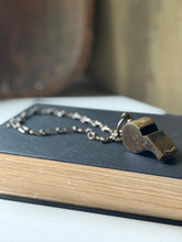 Load image into Gallery viewer, WWII Brass Military Issued Whistle On Chain
