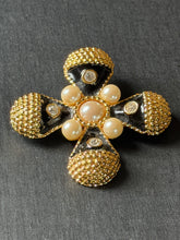 Load image into Gallery viewer, Vintage Black Enamel Maltese Cross Brooch
