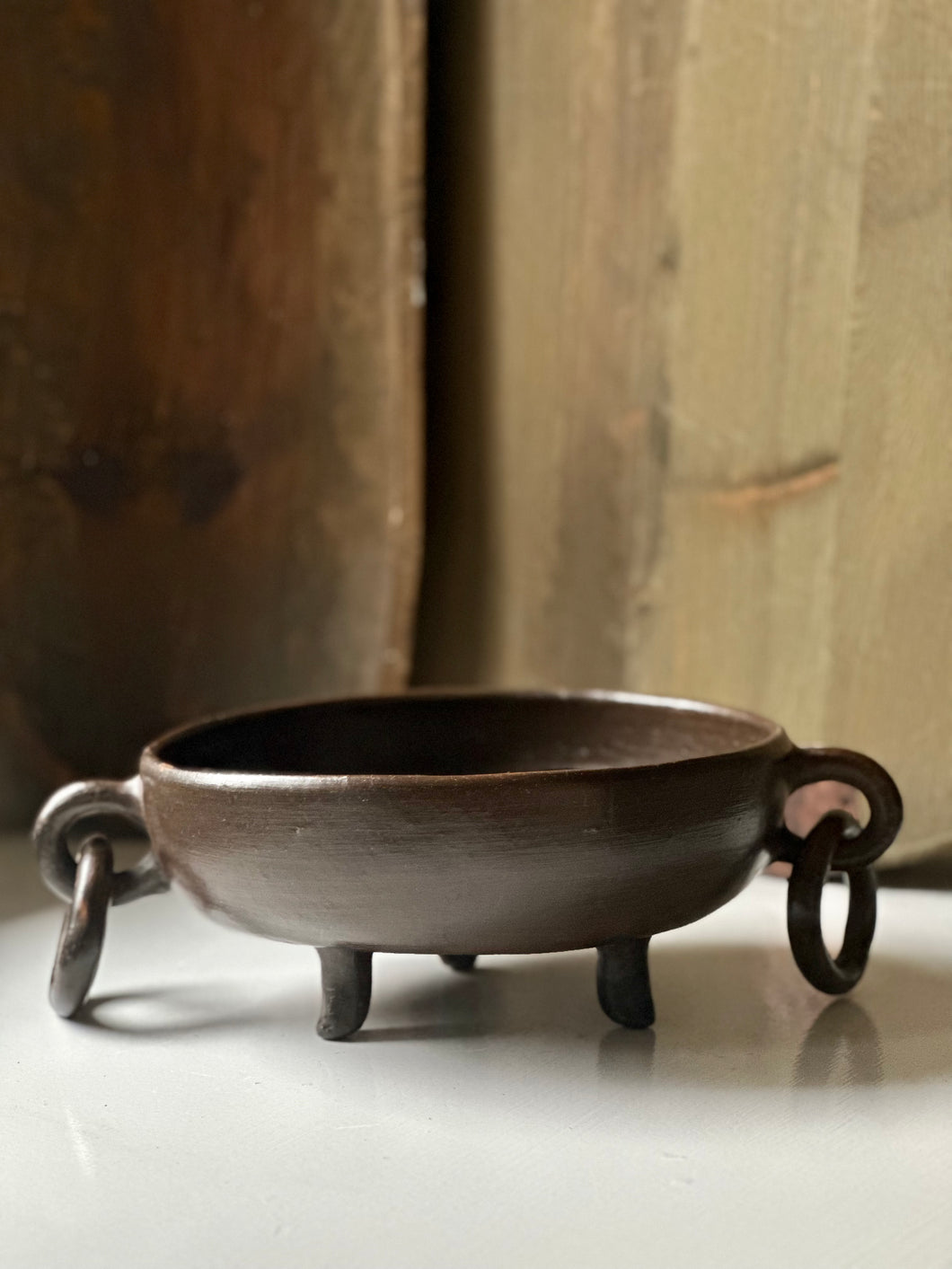 Brown Handled Clay Bowl