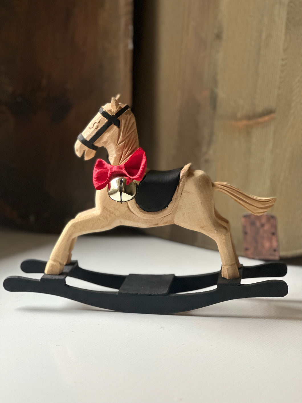 Hand carved Wooden Christmas Rocking Horse