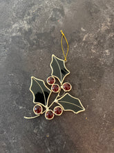 Load image into Gallery viewer, Stained Glass Holly Ornament
