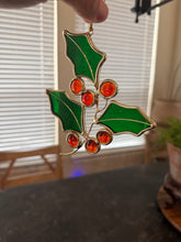 Load image into Gallery viewer, Stained Glass Holly Ornament
