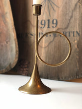 Load image into Gallery viewer, Brass Trumpet Candlestick Holder
