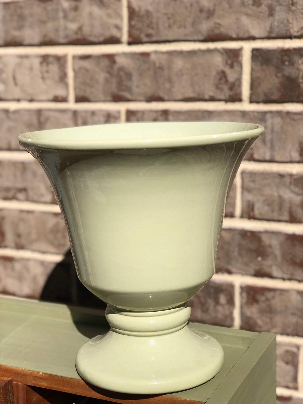 Light Sage Ceramic Planter Urn